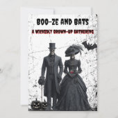 Boo-ze en Bats Gothic Volwassen Halloween Party Kaart (Voorkant)