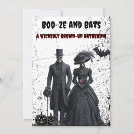 Boo-ze en Bats Gothic Volwassen Halloween Party Kaart