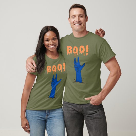 BOO! Zombie Hand Halloween Ontwerp T-shirt (Unisex)