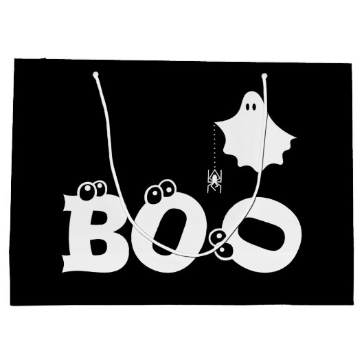 Boo Zwart en Wit Grappige Halloween Spook Groot Cadeauzakje (Achterkant)