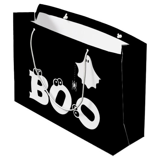 Boo Zwart en Wit Grappige Halloween Spook Groot Cadeauzakje (Achterkant Gekanteld)
