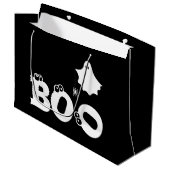 Boo Zwart en Wit Grappige Halloween Spook Groot Cadeauzakje (Voorkant Gekanteld)