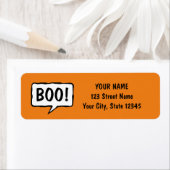 Boo. Zwart oranje Halloween-retouradreslabels Etiket (Insitu)