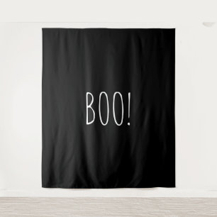 Boo zwart spooky minimalistische Halloween achterg Wandkleed