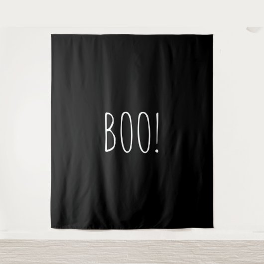 Boo zwart spooky minimalistische Halloween achterg Wandkleed (Voorkant)