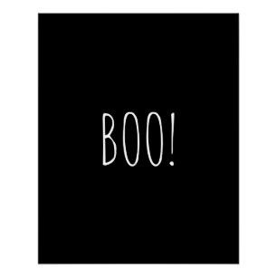 Boo zwart spooky typografie grappig schattig Hallo Perfect Poster