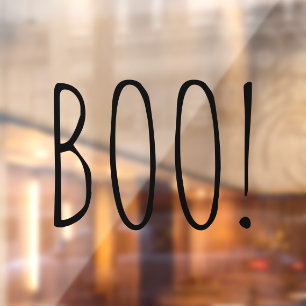 Boo zwart spooky typografie grappig schattig Hallo Raamsticker