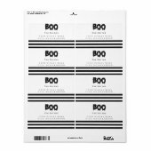 Boo Zwart-wit gestreepte adreslabel Etiket (Full Sheet)