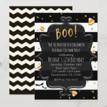 BOO! Zwarte en witte gestreepte Candy Corn Hallowe