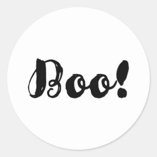 BOO! Zwarte Halloweenfeest Trick-or-Treat Favor Ronde Sticker