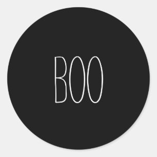Boo zwarte witte spookachtige handgeschreven Hallo Ronde Sticker