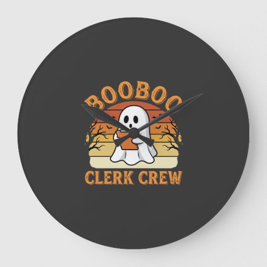 Booboo Clerk Crew Halloween Ghost Ontwerp_1 Grote Klok (Voorkant)