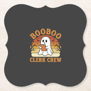Booboo Clerk Crew Halloween Ghost Ontwerp_1 Kartonnen Onderzetters