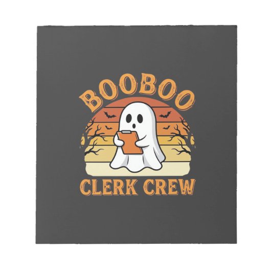 Booboo Clerk Crew Halloween Ghost Ontwerp_1 Notitieblok (Voorkant)