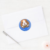 Booboo Piggy Ronde blauwe sticker (Envelop)