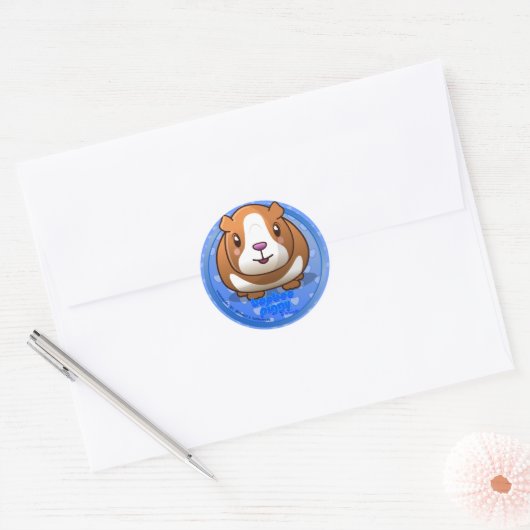 Booboo Piggy Ronde blauwe sticker (Envelop)