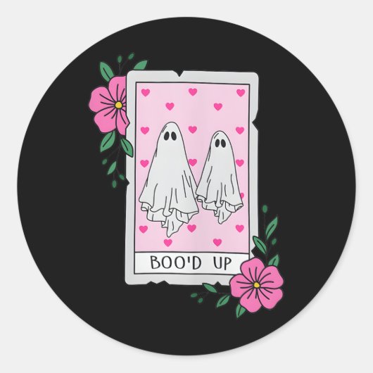 Boo'd Up Ghost Tarot Halloween Funny Ghost Ronde Sticker (Voorkant)