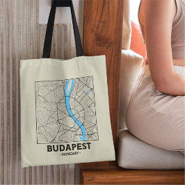 Boodapest, Hongarije Stadsplattegrond Boodschappen Tote Bag