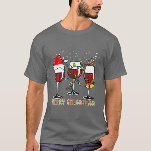 Boodbruine kerstwijn met kersttaarten t-shirt (Voorkant)