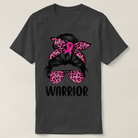 Boodbun-bril draag roze krijger borstkanker t-shirt (Design voorkant)