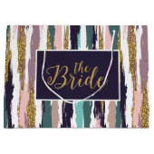 Boodkleurige waterverven penseelpatroon groot cadeauzakje (Voorkant)