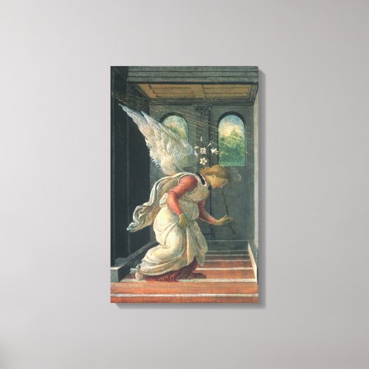 Boodschap (engel detail) door Sandro Botticelli Canvas Afdruk (Voorkant)
