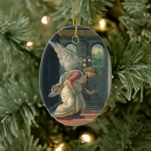 Boodschap (engel detail) door Sandro Botticelli Keramisch Ornament