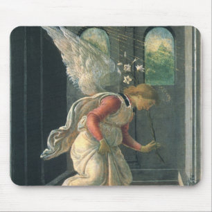 Boodschap (engel detail) door Sandro Botticelli Muismat