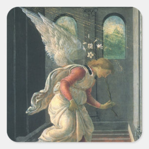 Boodschap (engel detail) door Sandro Botticelli Vierkante Sticker