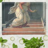 Boodschap (engel detail) van Sandro Botticelli Theedoek (Gevouwen)