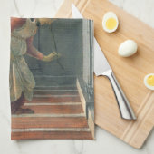 Boodschap (engel detail) van Sandro Botticelli Theedoek (Quarter Fold)