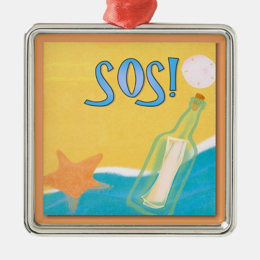 Boodschap in Bottle 1 Metalen Ornament (Voorkant)