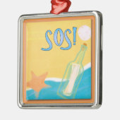 Boodschap in Bottle 1 Metalen Ornament (Links)