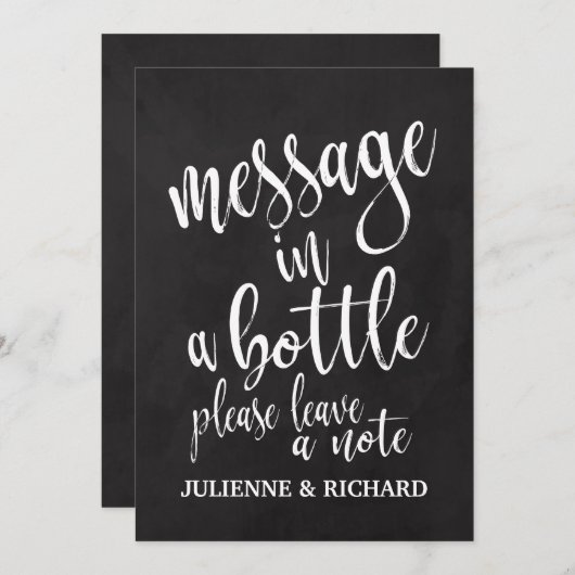 Boodschap in een fles Betaalbaar krijtbord bord Kaart (Voorkant / Achterkant)