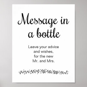 Boodschap in een fles Heden ten dage trouwgastenbo Poster