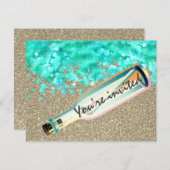 Boodschap in een fles strand zand oceaan golven zo kaart (Voorkant / Achterkant)