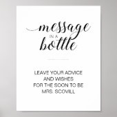 Boodschap In Eén Flessen Advies Wensen Bruidsmeisj Poster (Voorkant)