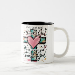 Boodschap van geloof en aanmoediging tweekleurige koffiemok