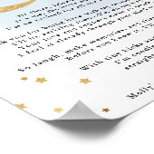 Boodschap van het Bump Blue Gold Moon Baby shower Poster (Hoek)
