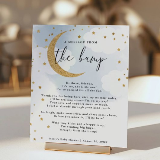 Boodschap van het Bump Blue Gold Moon Baby shower Poster