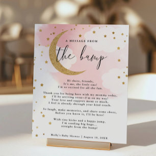 Boodschap van het Bump Pink Gold Moon Baby shower Poster