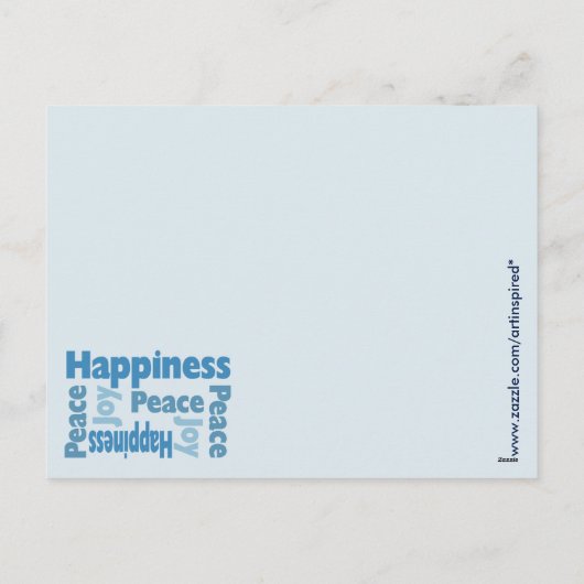 Boodschap van Vrede, Vreugde en Geluk Feestdagenkaart (Achterkant)