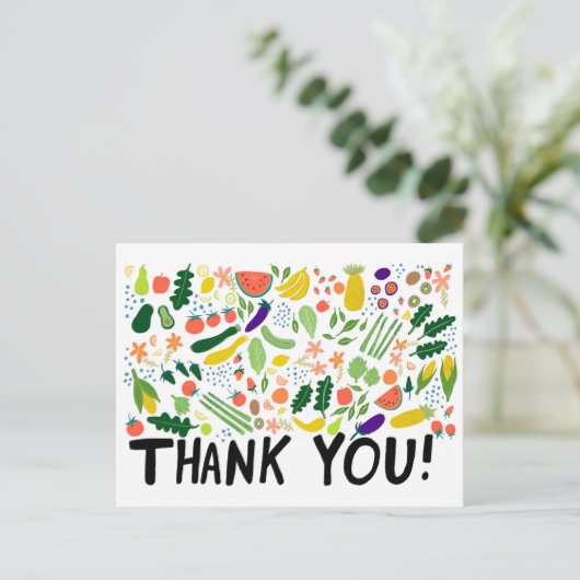 Boodschappen Fruit Groenten Kleurrijk Bedankt Briefkaart (Staand voorkant)