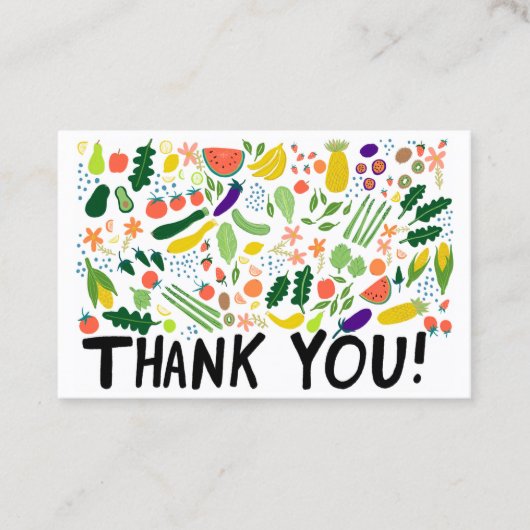 Boodschappen Fruit Veggies Kleurrijk Dank u Bestel Visitekaartje (Voorkant)