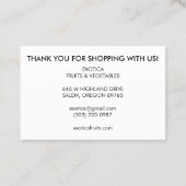 Boodschappen Fruit Veggies Kleurrijk Dank u Bestel Visitekaartje (Achterkant)