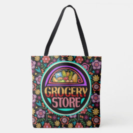 Boodschappen overal print tas - zie achterkant