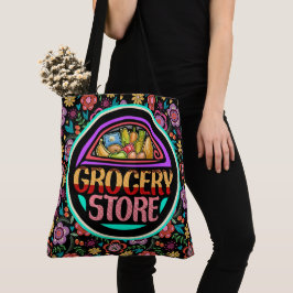 Boodschappen overal print tas - zie achterkant