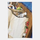 Boodschappen Papieren Tas Kat Keuken Blauw Theedoek (Verticaal)