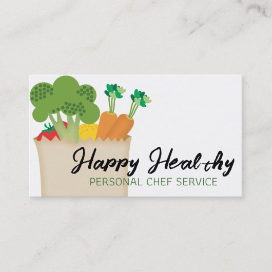Boodschappen plantaardige chef koken klasse voedin visitekaartje (Voorkant)