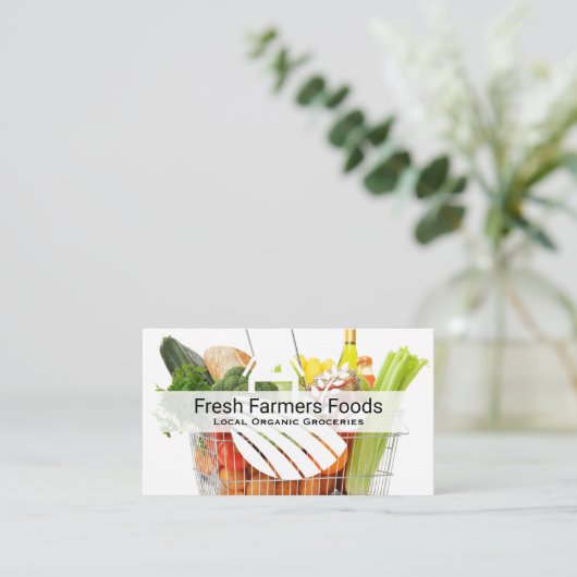 Boodschappen | Producten in mand | Eten service Visitekaartje (Staand voorkant)